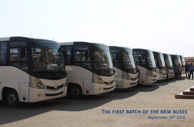 The first batch of the new buses arrived at school