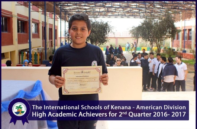 I.S.K | American Division | High Academic Achievers for 2nd Quarter 2016- 2017