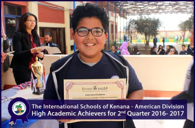 I.S.K | American Division | High Academic Achievers for 2nd Quarter 2016- 2017